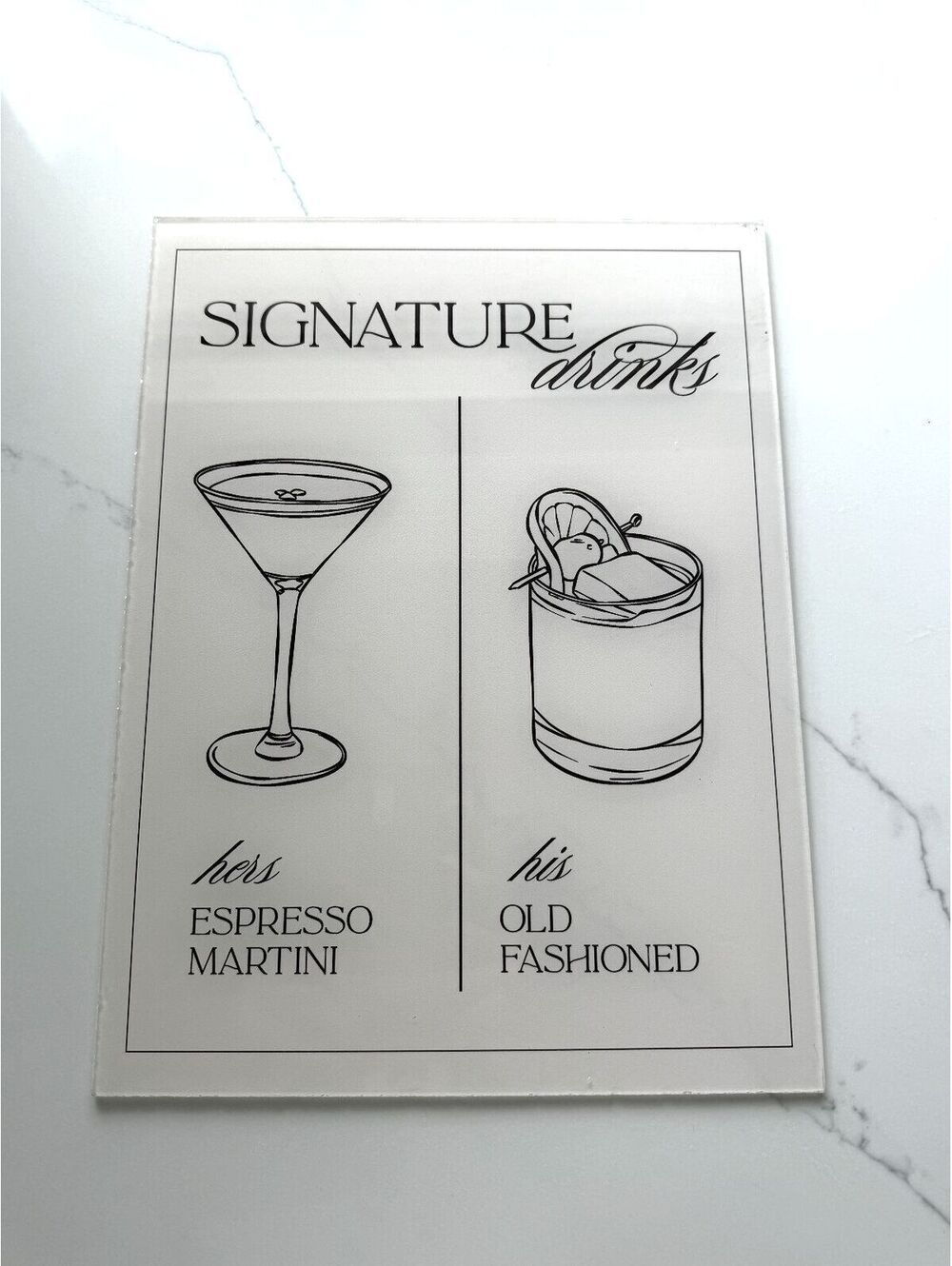Wedding His & Hers Signature Drinks Sign - Espresso Martini & Old Fashioned